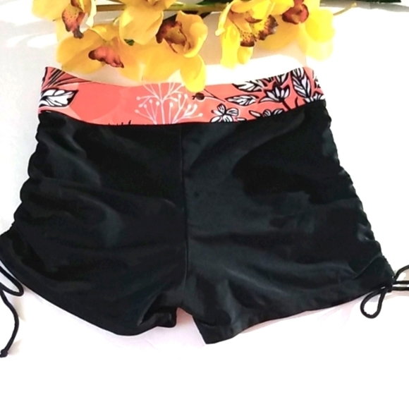 HOLIPICK HIPSTER STRING TIE BIKINI SWIM SHORTS CORAL BLACK WHITE SZ MEDIUM NWOT - Picture 6 of 7